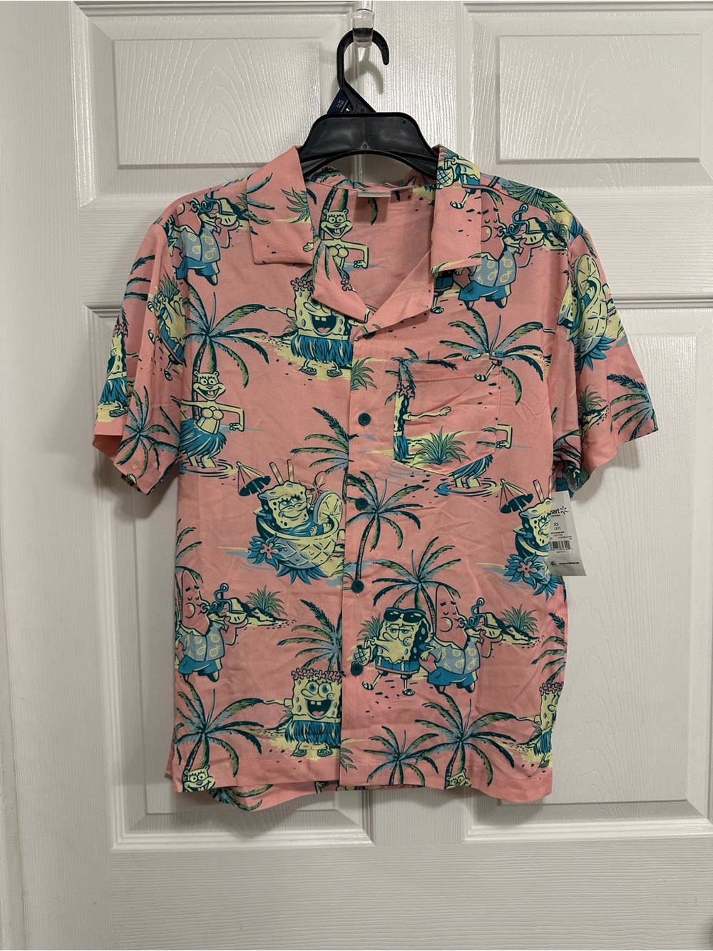 SpongeBob Squarepants Pink Tropical Print Button-Up Shirt